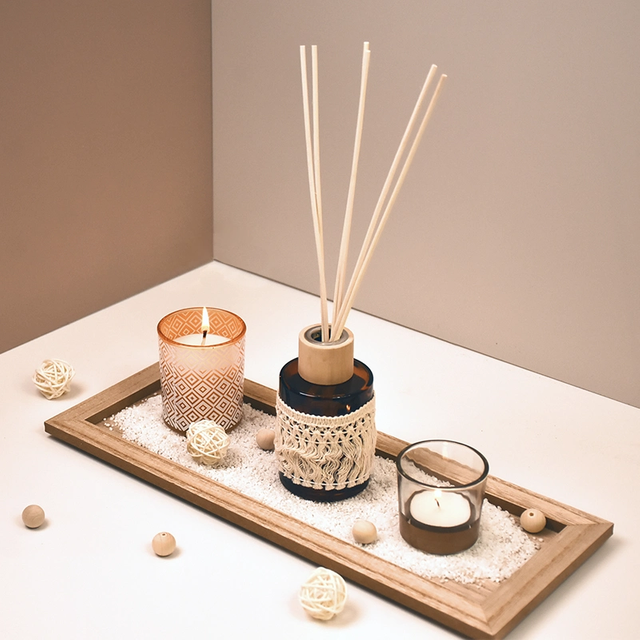 Aroma Decor Factory Produced Tray Pearl Aromatherapy Reed Diffuser Candle Set Gift